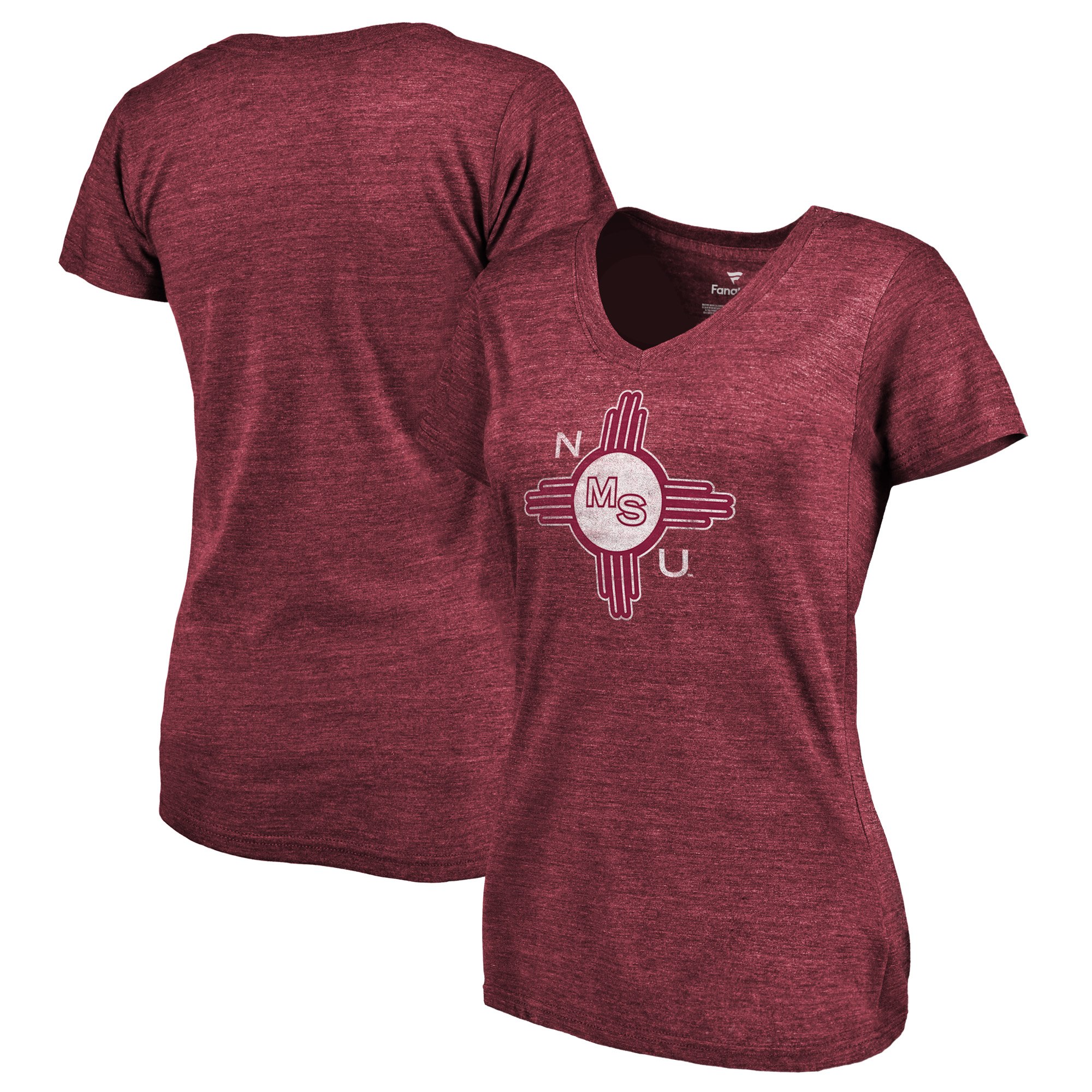 2020 NCAA Fanatics Branded New Mexico State Aggies Women Garnet College Vault Primary Logo TriBlend VNeck TShirt